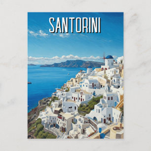 Caldera View Santorini Greece Cyclades Travel Postcard