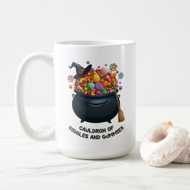 Caldron Of Giggles And Gummies Coffee Mug (With Donut)
