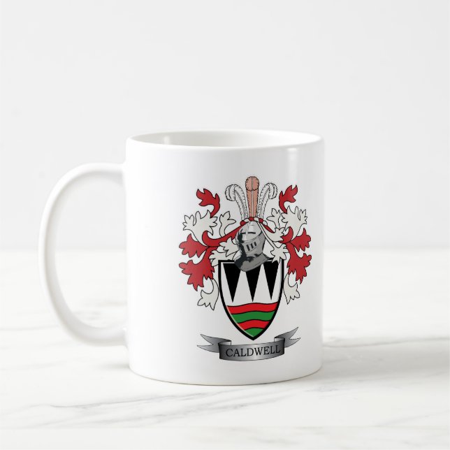 Caldwell Family Crest Coat of Arms Coffee Mug (Left)