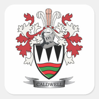 Caldwell Family Crest Coat of Arms Square Sticker
