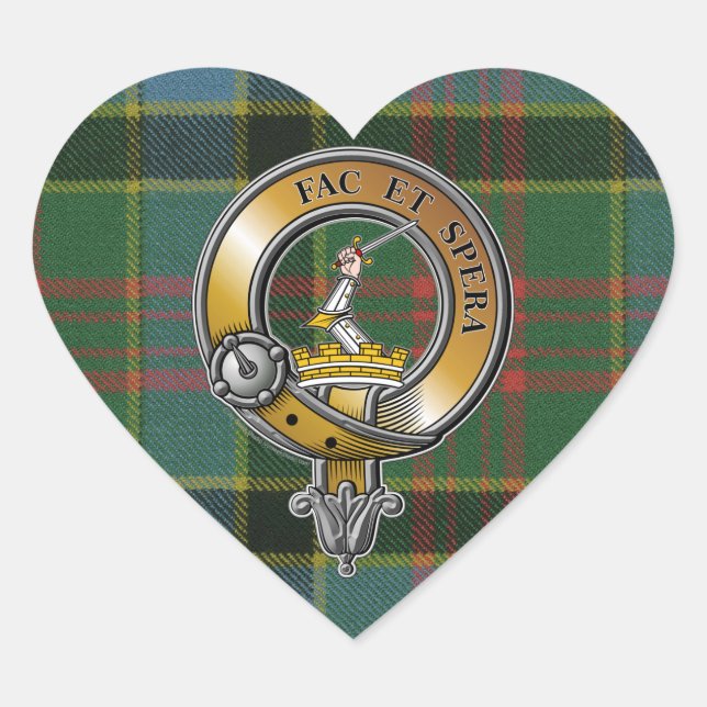 Caldwell Tartan & Badge Heart Sticker (Front)