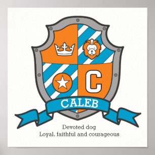 Caleb boys C nom et signifiant affiche en crête or