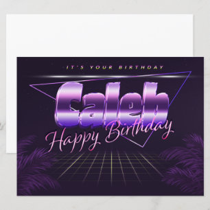 Caleb Name First Name purla retro Map Birthday Card