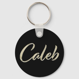 Caleb Name whitegold Button Schlüsselanhänger Keychain