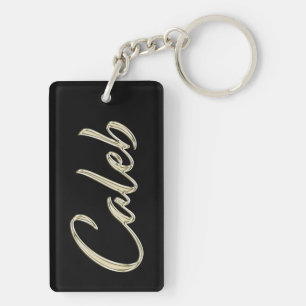 Caleb Name whitegold key trailer Keychain