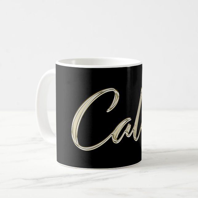Caleb Name whitegold Tasse Teetasse Coffee Mug (Front Left)