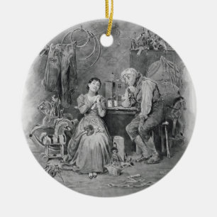 Caleb Plummer and his blind daughter, from 'Charle Ceramic Ornament