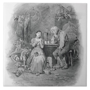 Caleb Plummer and his blind daughter, from 'Charle Tile