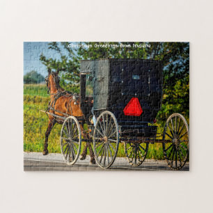 Calèche à cheval amish Indiana. Puzzle