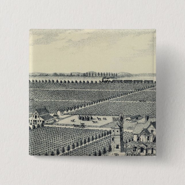Caledonia Vineyard County, Fresno 2 Inch Square Button (Front)