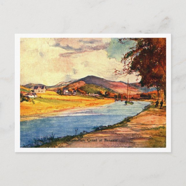 Caledonian Canal at Banvie 1900s Vintage Postcard (Front)