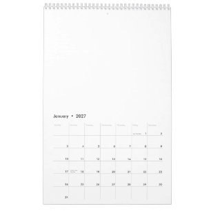 Calendar   17" x 11" Single Page Medium White