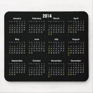 calendar 2014 black colour mouse pad