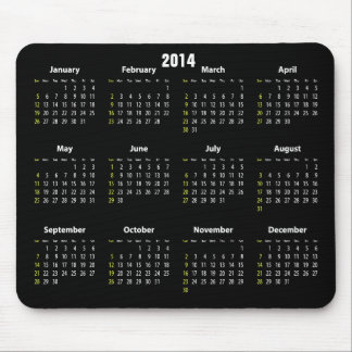 calendar 2014 black colour mouse pad