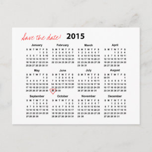 Calendar 2015 Save the Date Postcard