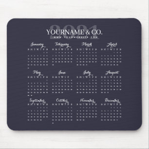Calendar 2021 Business Name Navy Grey Mouse Pad