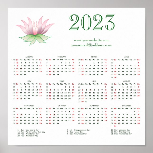 Calendar 2023 for business poster (Front)