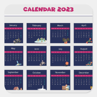 Calendar 2023 square sticker