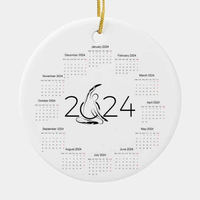 Calendar 2024 for Pilates instructor Ceramic Ornament (Front)