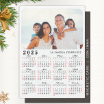 Calendar 2025 in Spanish Family Photo Magnet White<br><div class="desc">This modern minimalist style 2025 magnetic calendar in Spanish for USA (Sunday is the first day of the week) is easy to personalize with your family name and custom photo to create a unique present for your loved ones. The white, black and red design with a colourful photo looks nice...</div>