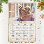 Calendar 2025 in Spanish with Photo Magnetic<br><div class="desc">This magnetic personalized 2025 calendar in Spanish with a photo is a template to add your own photo with ease. It's a Monday to Sunday calendar with weekend days in red and months in script font. Yearly 2025 calendar magnetic card is a practical gift idea for family, couples, grandparents, friends,...</div>