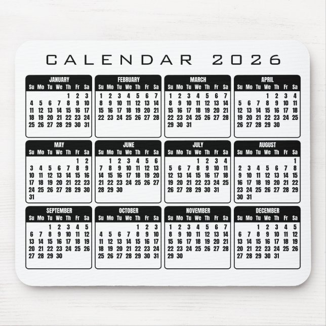 Calendar 2026 mouse pad (Front)
