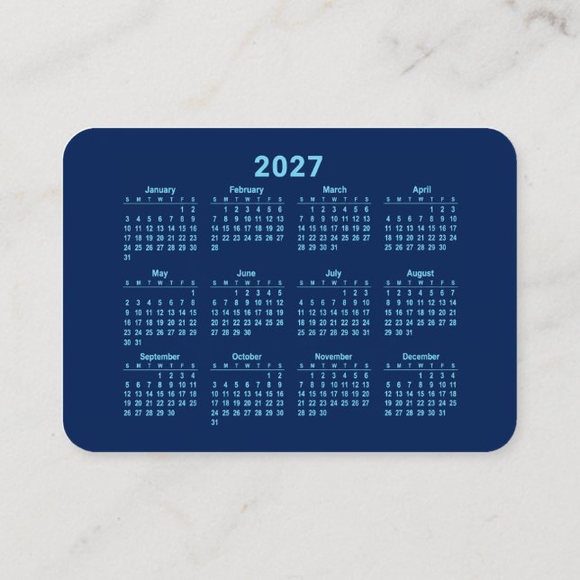 Calendar 2027 business card (Back)