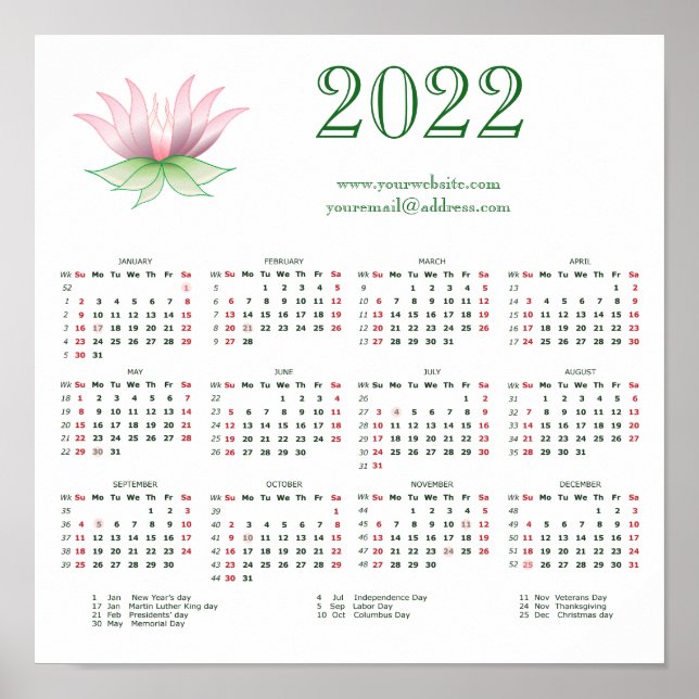 Calendar 202 for business, add your logo,website p poster (Front)
