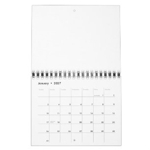 Calendar 5.5" x 7" Two Page Small Black