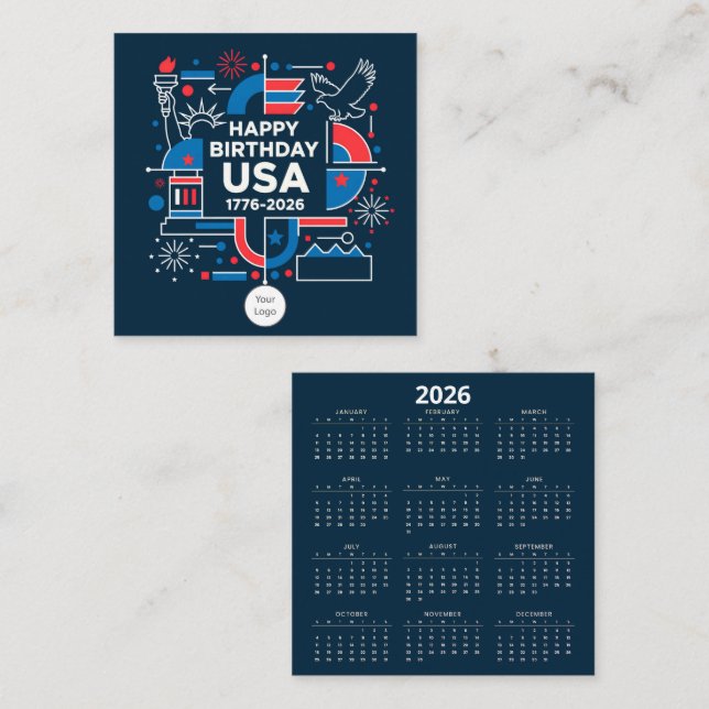 Calendar America’s 250th anniversary Square Business Card (Front/Back)