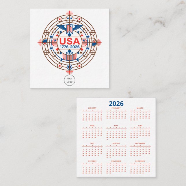 Calendar America’s 250th anniversary Square Business Card (Front/Back)