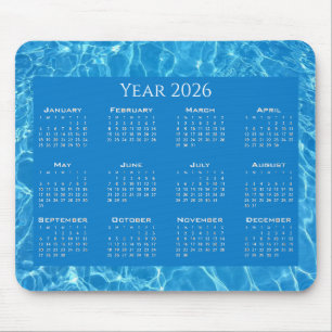 Calendar blue water textured mouse pad