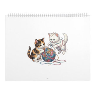 Calendar Cute Playful Kittens with Yarn Ball Spira
