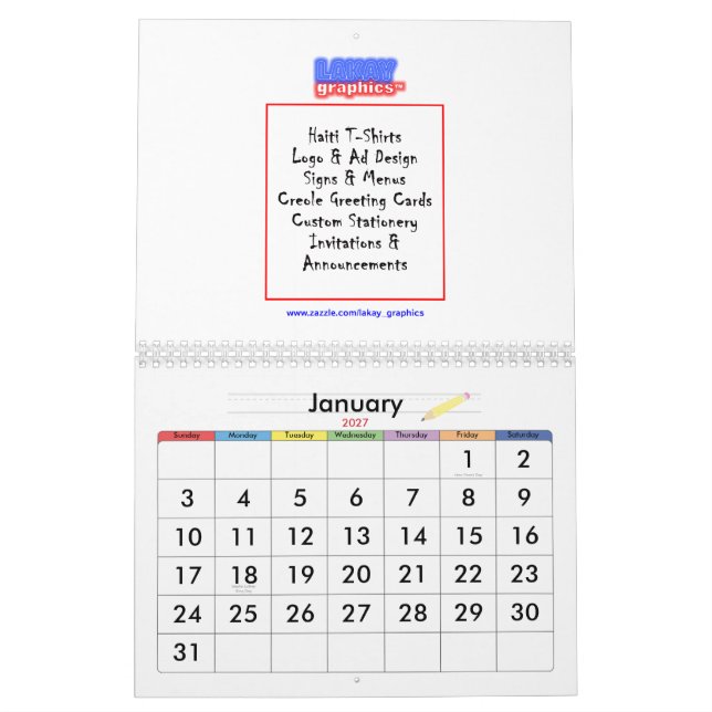 Calendar Design (Jan 2027)