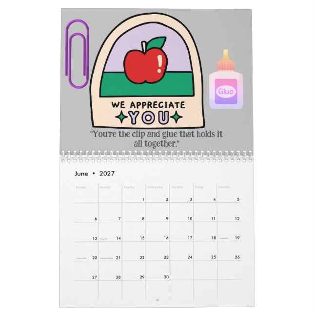 Calendar for Teachers (Jun 2027)