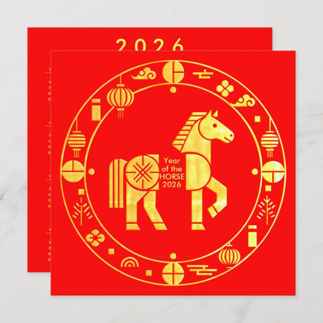Calendar Gold Chinese new year 2026 (Front/Back)