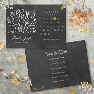Calendar Gold Love Heart Black White Save The Date