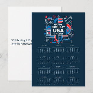 Calendar Happy Birthday USA 250 Holiday Card