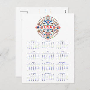 Calendar Happy Birthday USA 250 Holiday Postcard