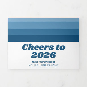 Calendar - Logo - Navy Retro Stripes Business Tri-Fold Holiday Card