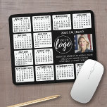 Calendar - logo, photo business mouse pad<br><div class="desc">A logo and photo collage with a calendar and room to add a few lines of text. A fun item for the New Year to use as a company giveaway. Add 2 square photos to this design.</div>