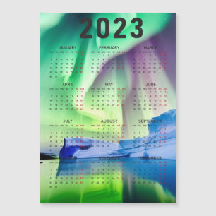 Calendar Magnet - Aurora Borealis over Water 