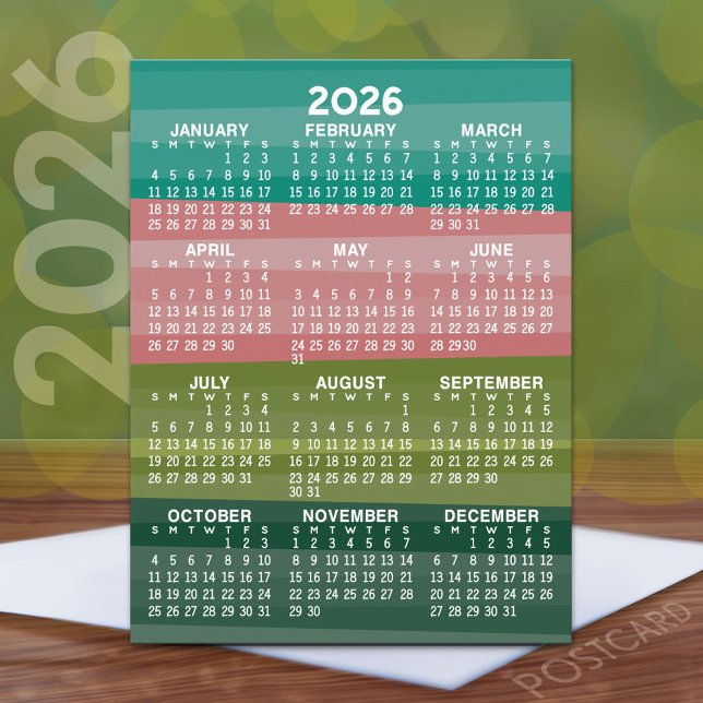 Calendar - modern abstract stripe pattern postcard (2026 Calendar Postcard)