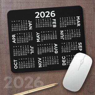 Calendar - modern black and white simple mouse pad