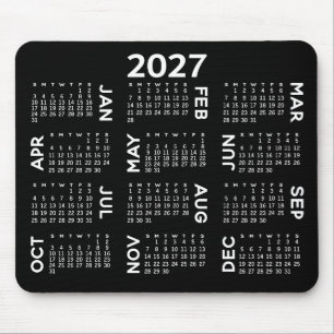 Calendar - modern black and white simple mouse pad