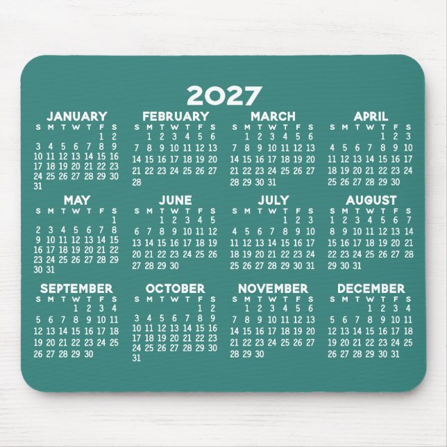 Calendar - modern blue and white simple mouse pad (Front)