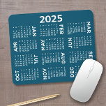 Calendar - modern blue and white simple mouse pad<br><div class="desc">Navy blue and White - A minimal, basic 12 month 2025 calendar with a solid colour background. A modern look for your home office or school locker. The fonts are simple to read, and the colours can be changed. -------- If you open the customize area, it will take to you...</div>