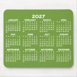 Calendar - modern green and white simple mouse pad