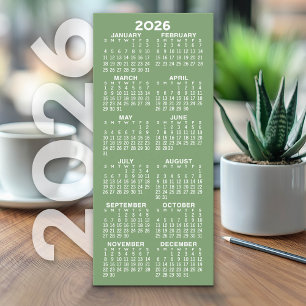 Calendar - Modern Minimal Tall Sage Green Card