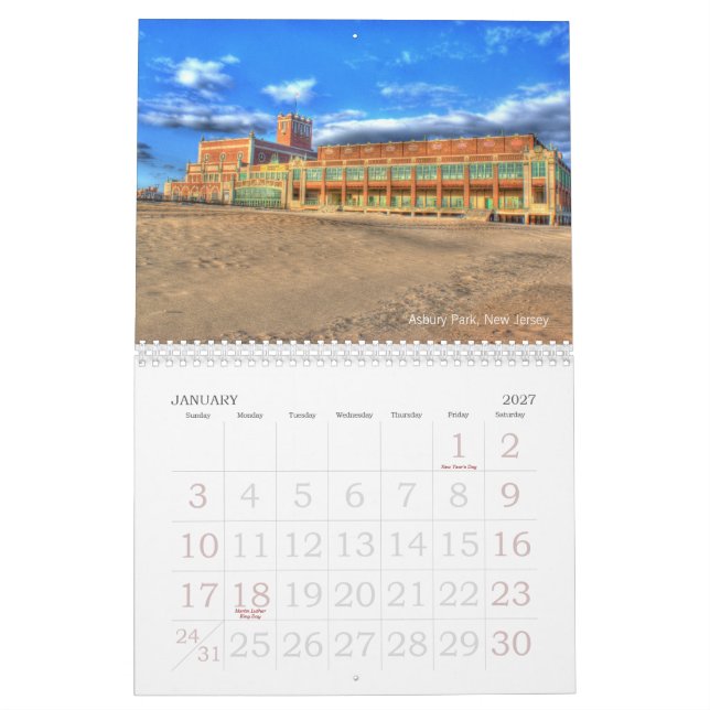 Calendar New Jersey Shore Beach Photography (Jan 2027)